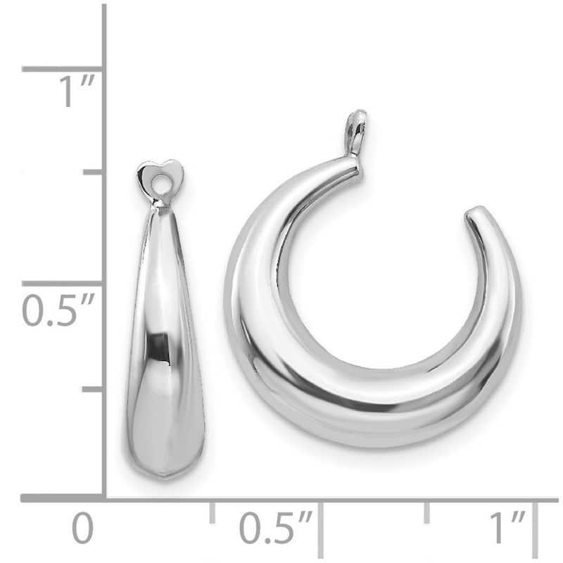Curata 14k White Gold Hollow Polished 22x5mm Hoop Earrings - with Jackets