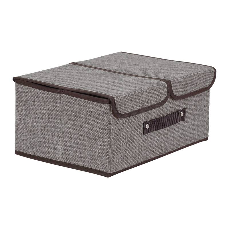 Collapsible Storage Bin Basket with Handle and Lid for Shelves Closet, Fabric Storage Cube for Organizing Clothes