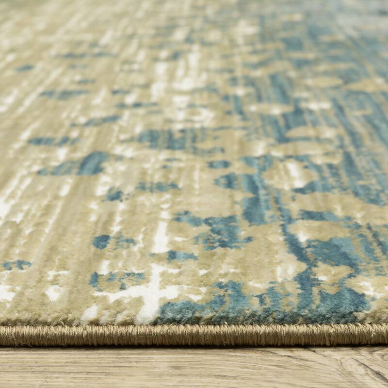 Style Haven Raphael Abstract Ombre Blue/ Brown Mixed Pile Area Rug