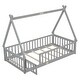 preview thumbnail 22 of 21, Twin Size Pine Tent-shaped Floor Bed with Guardrails & Door