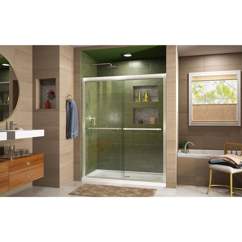 DreamLine Duet 56-60 in. W x 72 in. H Semi-Frameless Bypass Sliding Shower Door - 56" - 60" W - 56" - 60" W