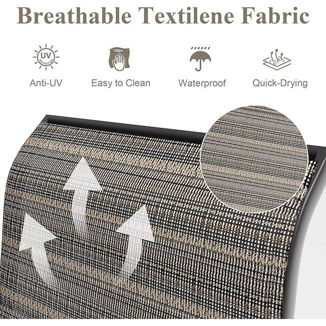 Kullavik 7-Piece Outdoor Dining Set with 4 Textilene Single Chairs, 2 Swivel Chairs and Large Table