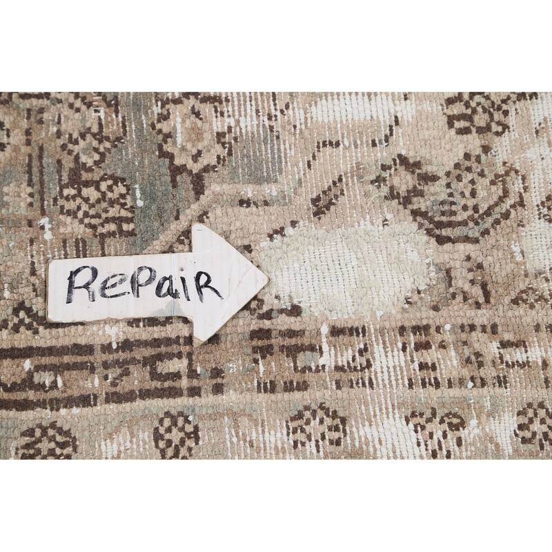 Distressed Geometric Hamedan Persian Area Rug Wool Hand-knotted Carpet - 6'7" x 9'5"