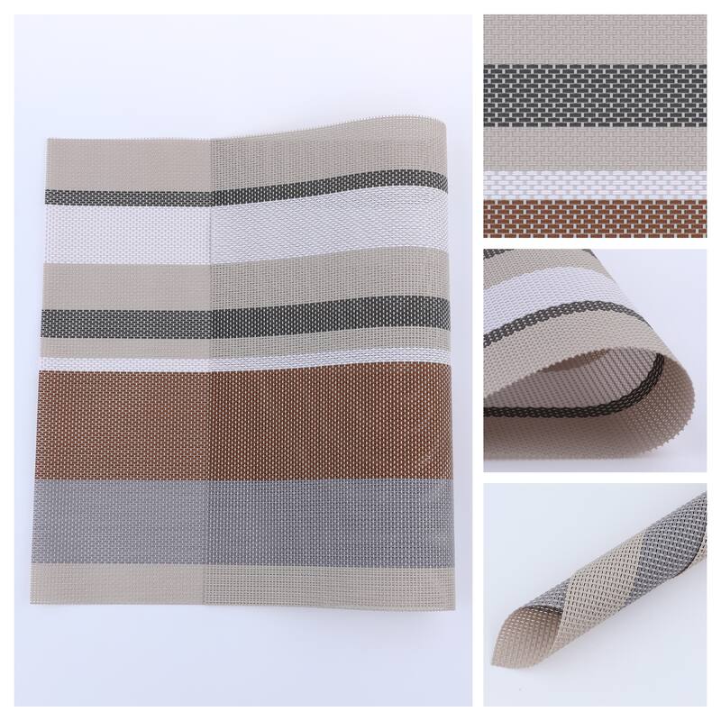 Morden Placemats Set of 6 PVC Placemats for Dining Table Decor Indoor Outdoor Kitchen Table Mat Wipe Clean - 18*12in - Coffee