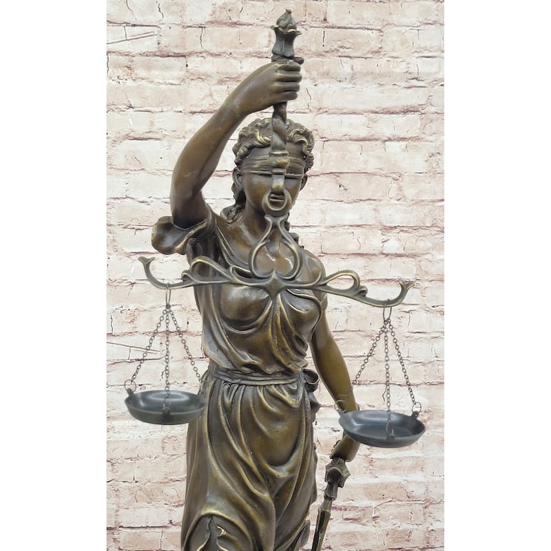 Themis Blind Lady Of Justice Bronze Sculpture Statue Lawyer Attorney Decor