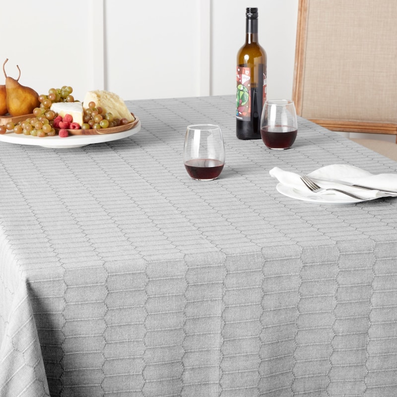 Martha Stewart Honeycomb Modern Farmhouse Tablecloth - 60"x102" - Charcoal Grey