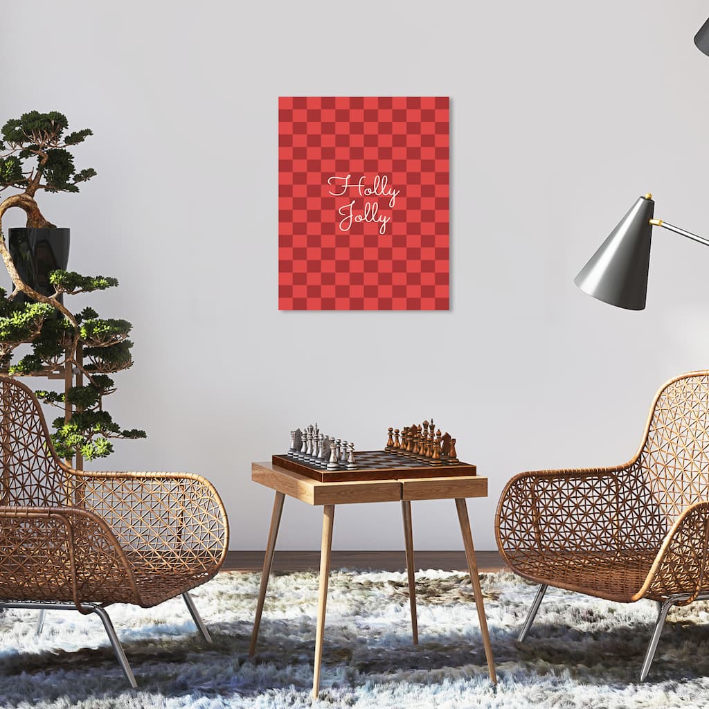 Wynwood Studio Canvas Typography and Quotes Holly Jolly Kingdom Squared Red Modern & Contemporary Wall Art Canvas Print