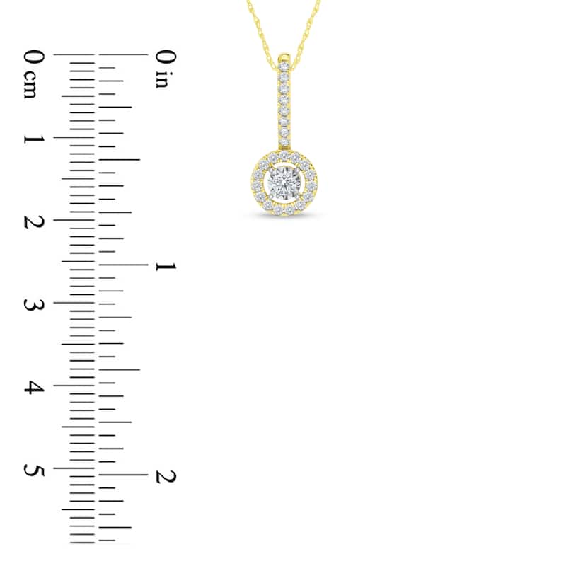 IGI Certified 1/4ct TDW Diamond Halo Pendant Necklace in 10K Gold for Women