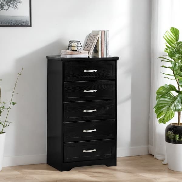 5-Tier Modern Chest of Drawers, Bedroom Dresser with Metal Pulls & Organizer, Black - Bed Bath & Beyond - 42317703 5-Tier Modern Chest of Drawers, Bedroom Dresser with Metal Pulls & Organizer, Black - Bed Bath & Beyond - 42317703