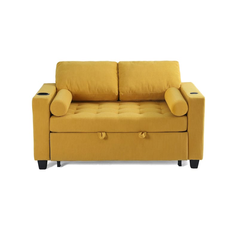 Corduroy Pull-Out Chair Bed Adjustable Recline Convertible Sleeper Sofa
