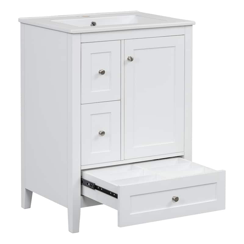 24-Inch Bathroom Vanity with Storage, Adjustable Shelf