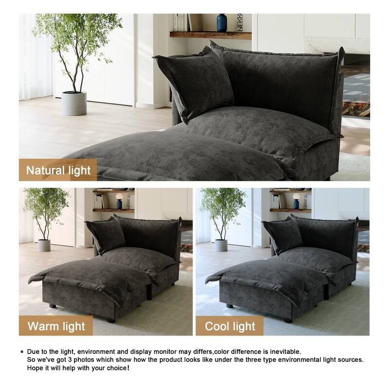 Casual 40"W Oversized Soft Comfy Cloud Chenille Chaise Lounge with Ottoman