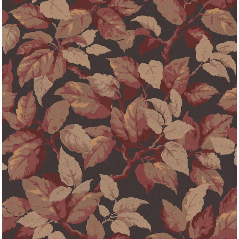 Canopy Burgundy Leaf Wallpaper