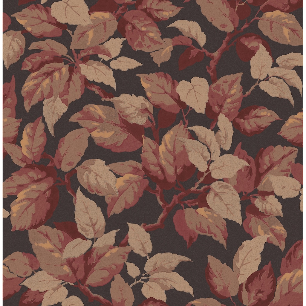 Canopy Burgundy Leaf Wallpaper