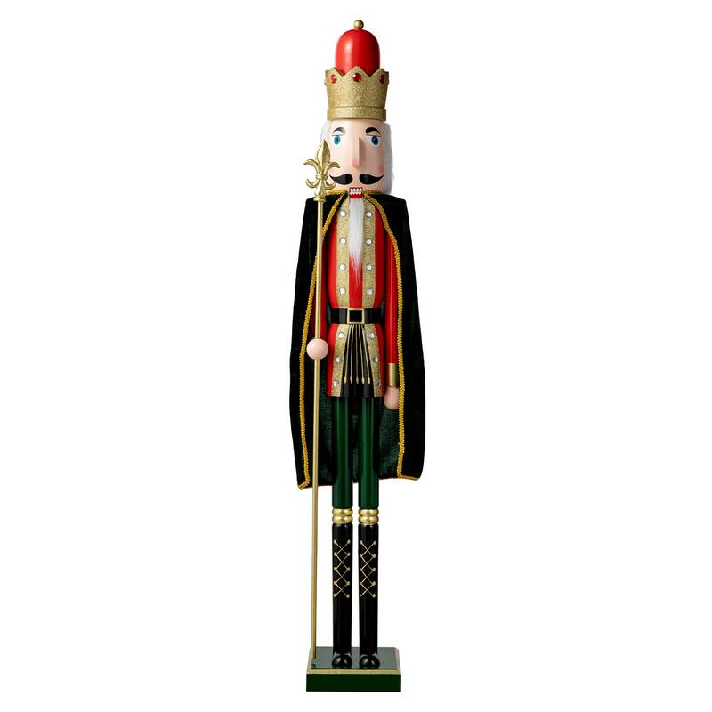 Glitzhome 42"H Large Size Christmas Wooden King & Soldier Nutcracker Set Xmas Figurine Decor for Indoor Outdoor