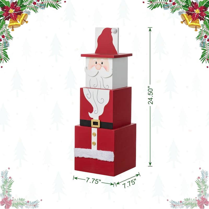 Glitzhhome 24.5"H Santa and Nutcracker Reversible Boxed Porch Decor - Multi