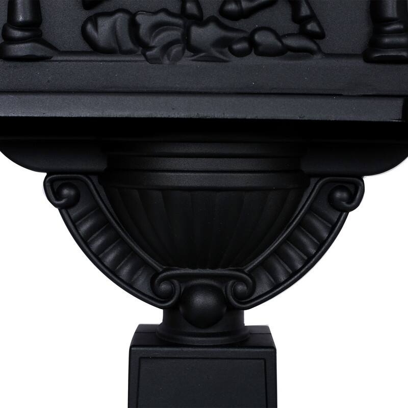 Retro Mid-century Aluminum Cast Mailbox with Post and Keys, Locking Residential Rust-Proof Security Postal Mailboxes