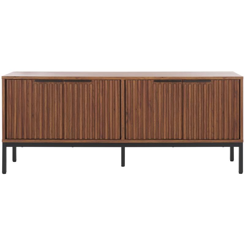 SAFAVIEH Deandra 4-Door Entertainment Media Stand (Fits Up To 65" Flatscreen TV) - 60.8 In. x 17.7 In. x 24.6 In. - 61Wx18Dx25H - Walnut/Black/Black