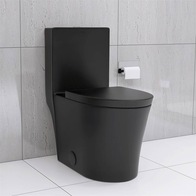 Matte Black Elongated One Piece Toilet