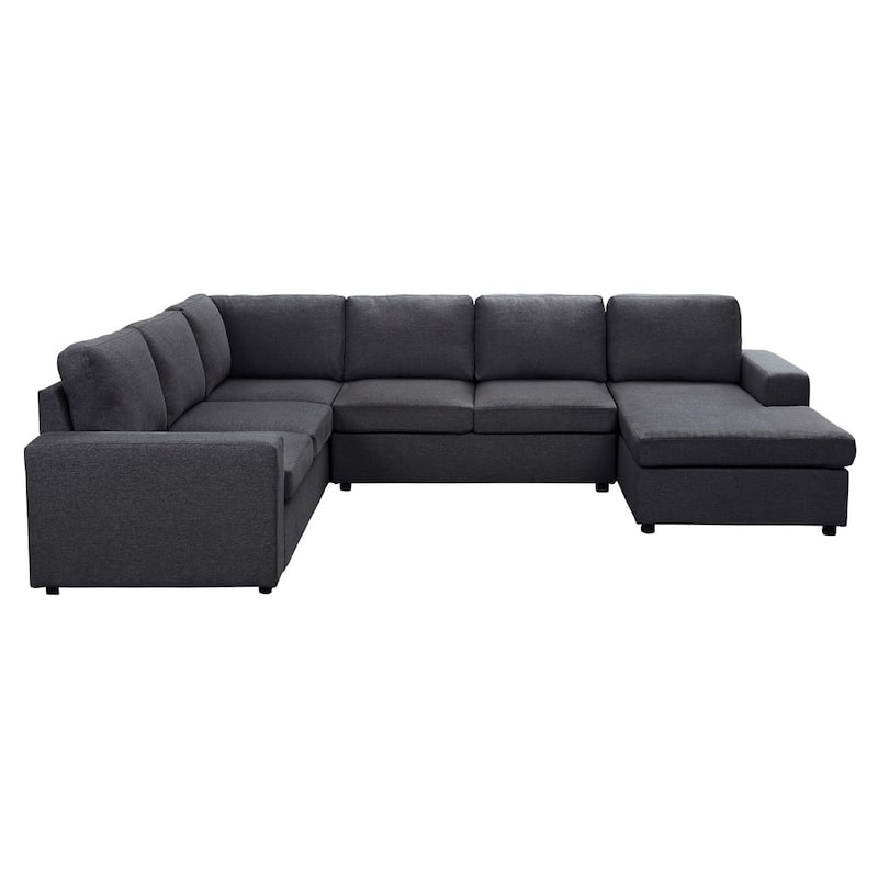 Linen Sectional Sofa with Reversible Chaise