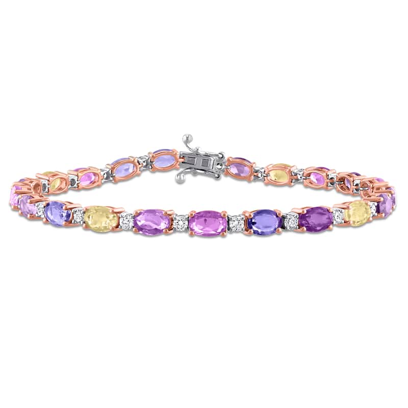 Miadora 14k Gold Diamond and Multi-Color Sapphire Tennis Bracelet - 16.87 Carats
