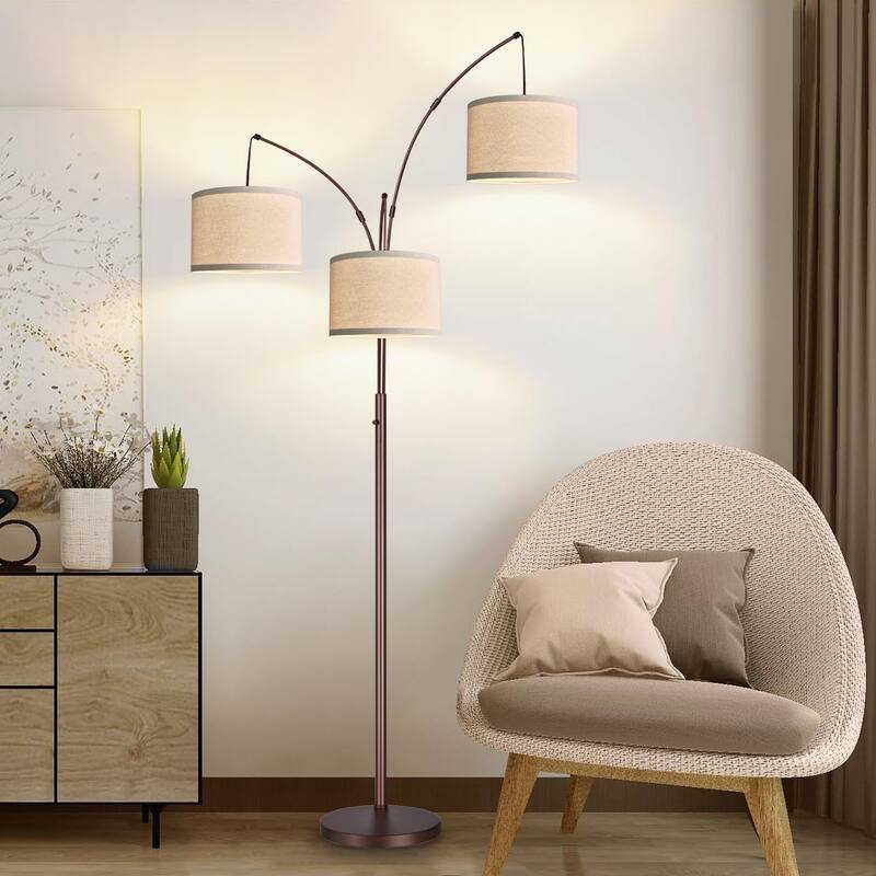 Dimmable Floor Lamp, 3 Lights Arc Floor Lamps for Living Room, Modern
