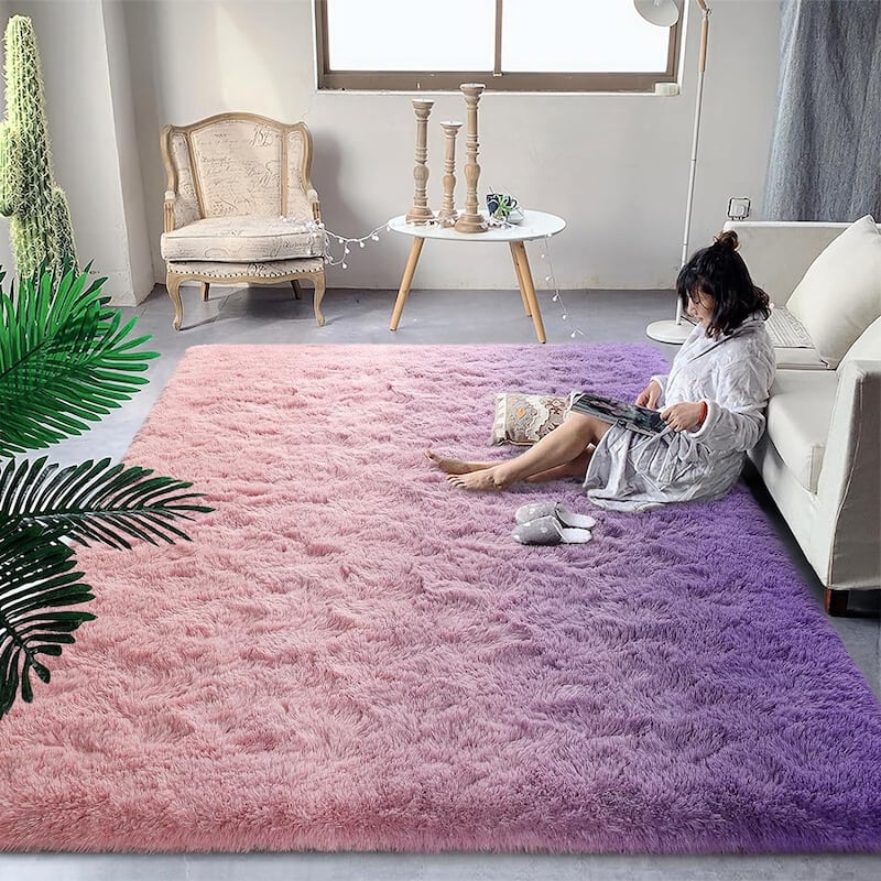 Shaggy Home Decor Carpet Luxury Gradient Rug for Living Room Bedroom