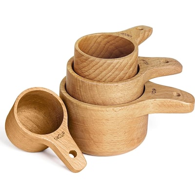 Wooden Measuring Cups Handcrafted Set Of 4