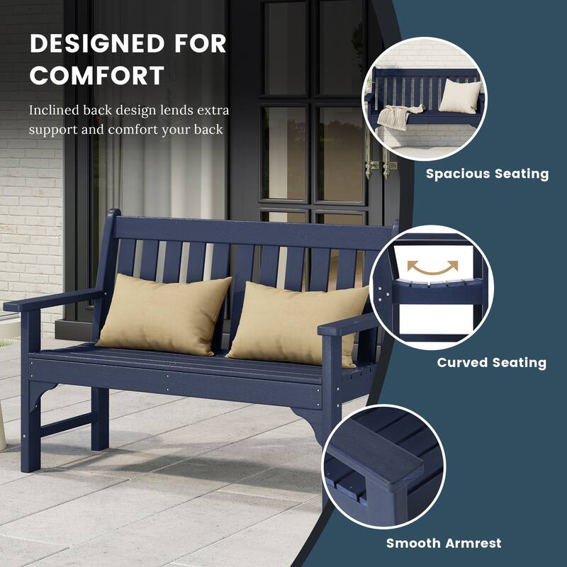 Polytrends Laguna Outdoor Patio 4-Piece Garden Chair and Porch Bench Conversation Set