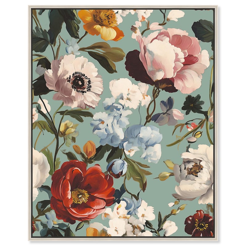 Floral Tapestry II Canvas by Art Remedy - Silver - 24" x 30"