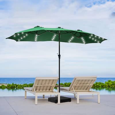 Ainfox 15ft Patio Umbrella with Base Outdoor Umbrella with Lights
