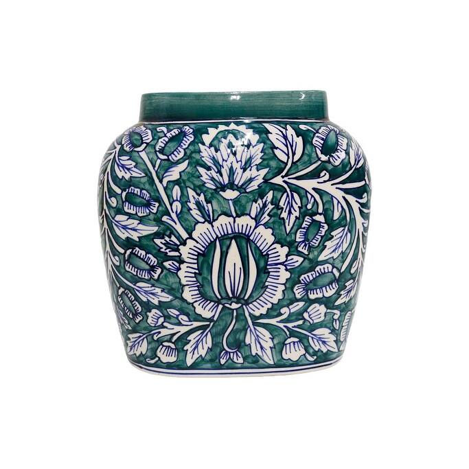 Home&Manor Ceramic Large Green Vase