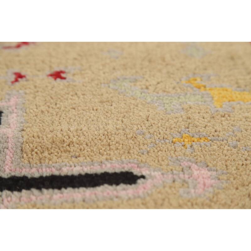 Hand Knotted Oriental 100% Wool Carpet Transitional Geometric Yellow & Gold Khotan Area Rug - 4' 11'' X 3' 1''