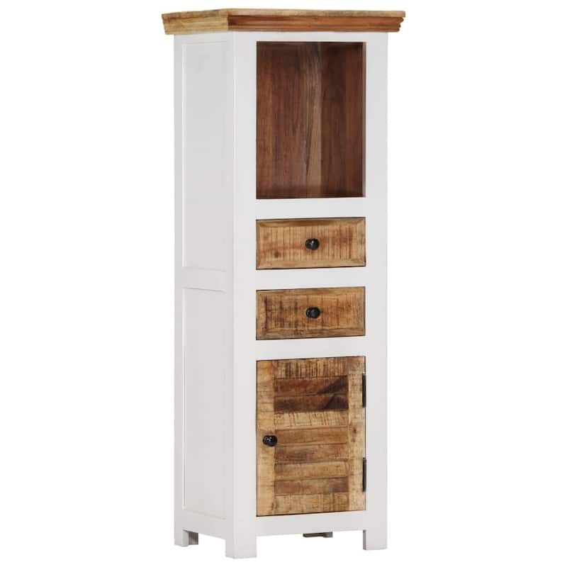 vidaXL Highboard Brown&White 15.7"x11.8"x43.3" Solid Wood Mango and Acacia - 15.7" x 11.8" x 43.3"