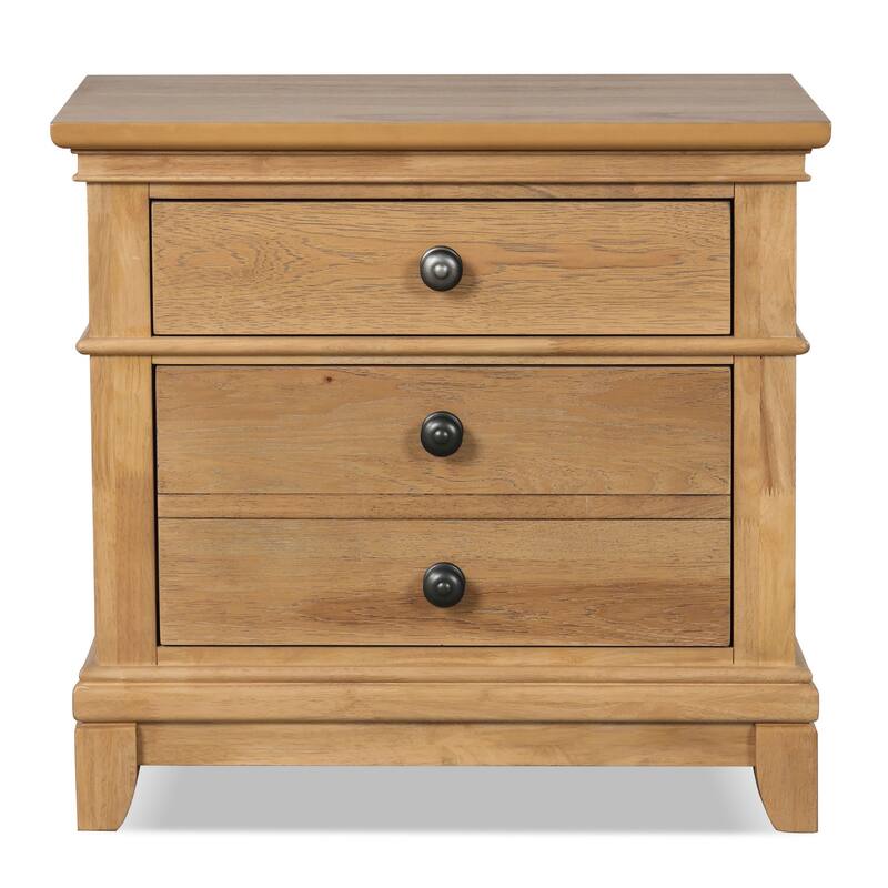 Furniture of America Wellington Farmhouse Natural Oak Wood 2-Drawer Nightstand