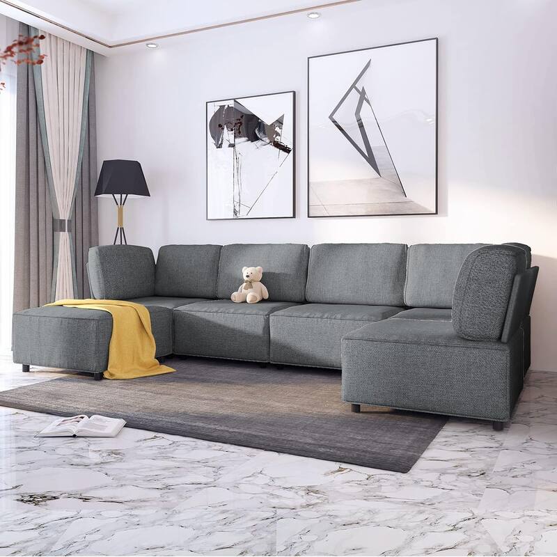 Mixoy Convertible Modular Sleeper Couch with Ottoman