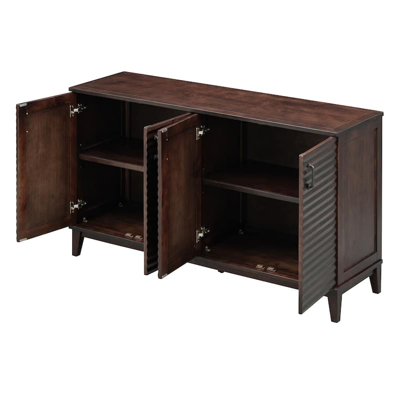 Sideboard with 4 Door Large Storage Buffet with Adjustable Shelves and Metal Handles for Kitchen