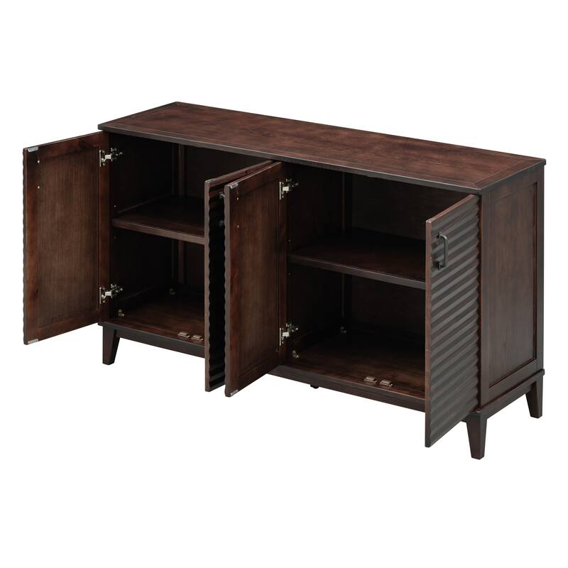 Sideboard with 4 Door Large Storage Buffet with Adjustable Shelves and Metal Handles