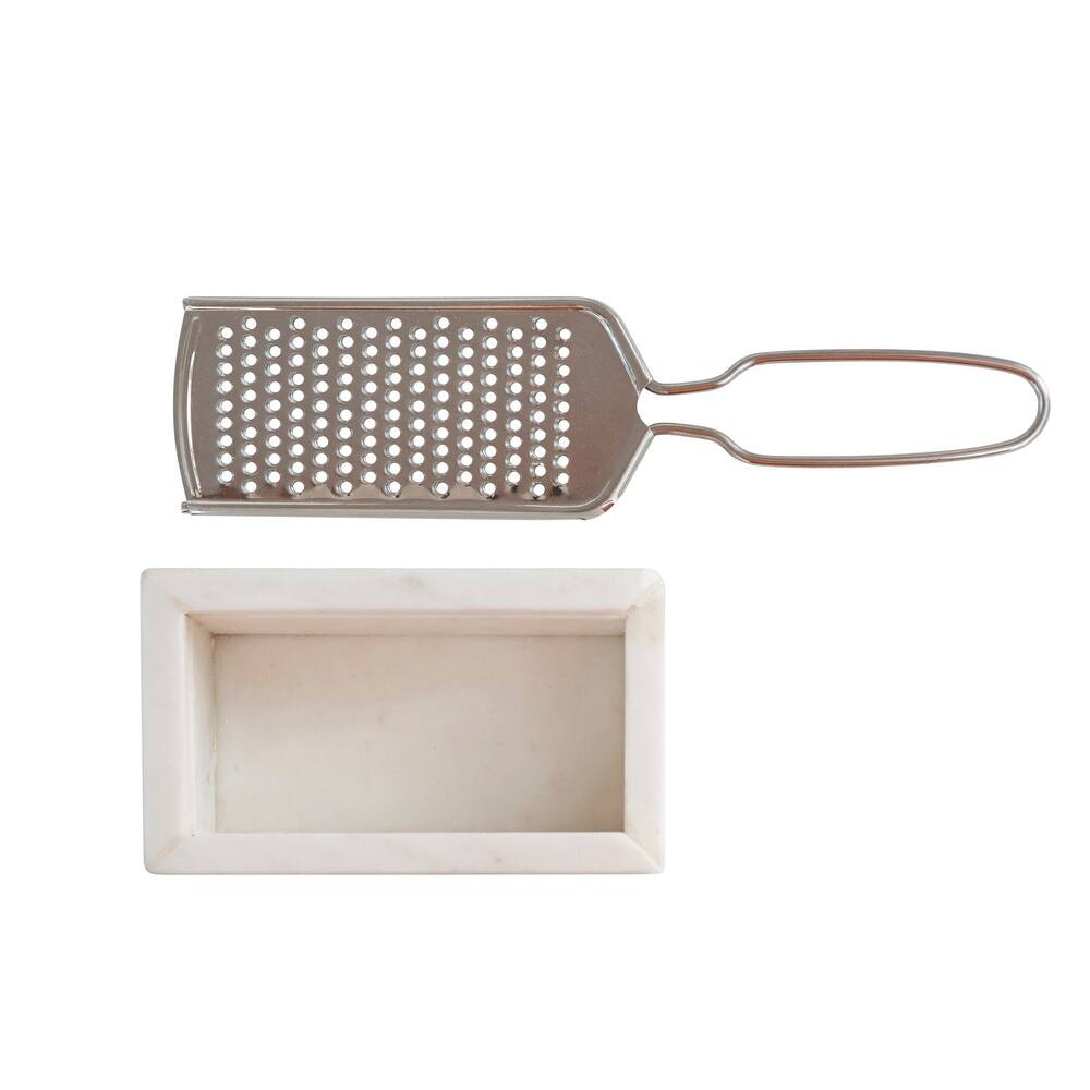 Marble and Stainless Steel Grater - 9.0"L x 2.8"W x 2.0"H