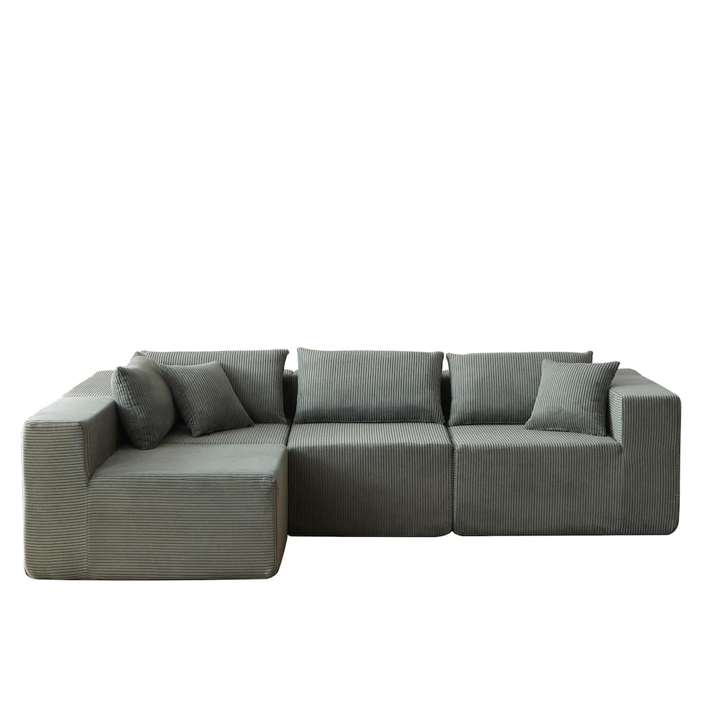 104-Inch Modular Sectional Sofa for Livingroom L Shaped Compressed Sofa, 4 Pc Free Combination Sofa Set