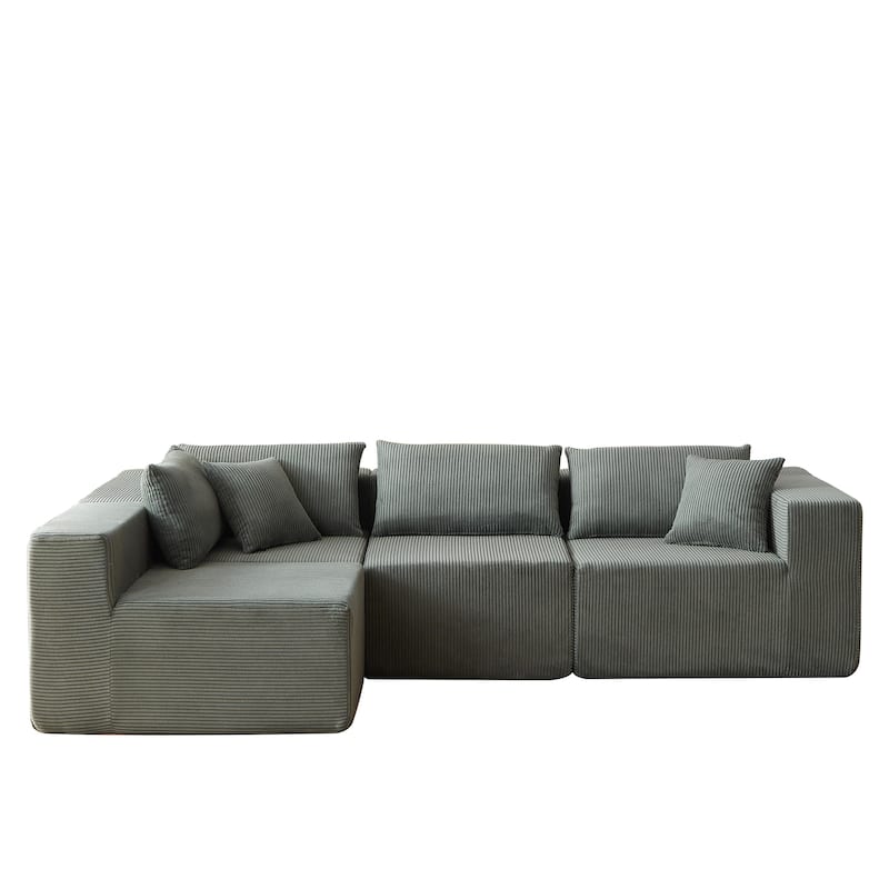 Convertible Modular Sleeper Couch L Shaped Cloud Sofa Bed - Green