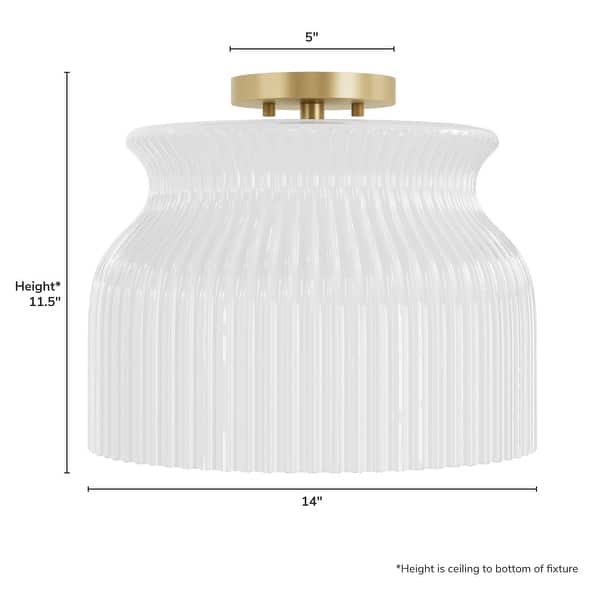 Hunter + Jasmine Roth Harlowe Luxe Gold w/ Cased White Glass 1-Light Flush Mount Ceiling Light - Transitional, Modern