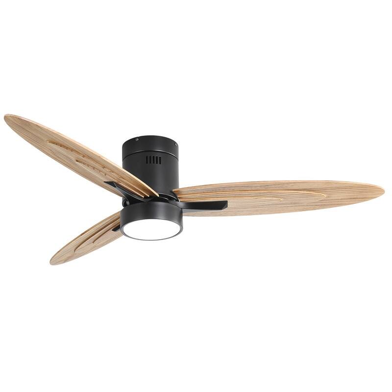 Modern 52"/56" Ceiling Fans with Wood Blades, LED Light & Remote - White/Gold/Black