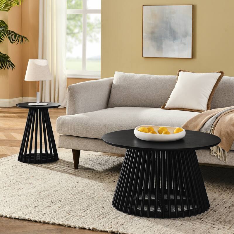 15.75 in. Round Wood Coffee Table, Simple End Table, Solid Wood Side Table for Living Room