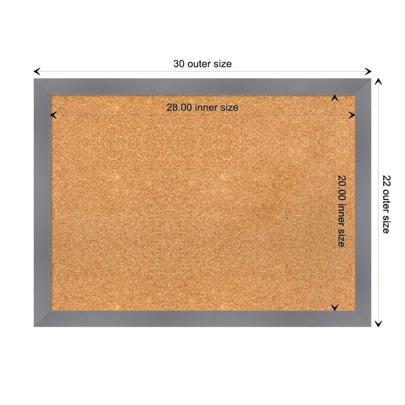 Edwin Grey Wood Framed Natural Corkboard Bulletin Board - Board Size 28x20