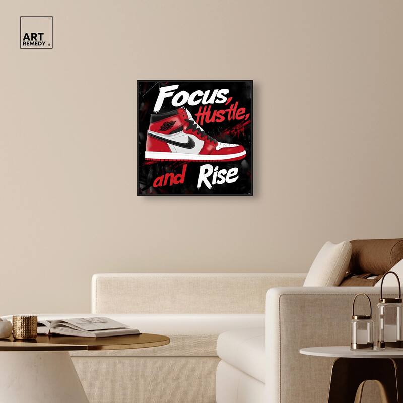 Hustle and Rise Sneaker Red Canvas by Art Remedy