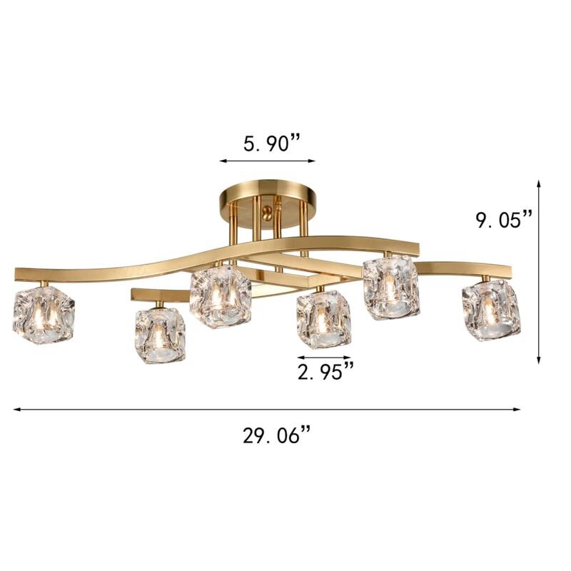 Frascati Modern Crystal Semi-Flush Ceiling Lights 6 Light
