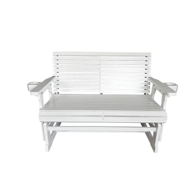 Patio Glider with Cup Holders, High Roll Back and Deep Contoured Seat, Heavy Duty 800 LB