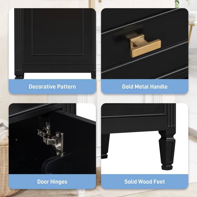 20" Freestanding Bathroom Vanity with Sink, Solid Wood Legs, Adjustable Shelf & Tilt-Out Drawer, Perfect for Tiny Bathrooms