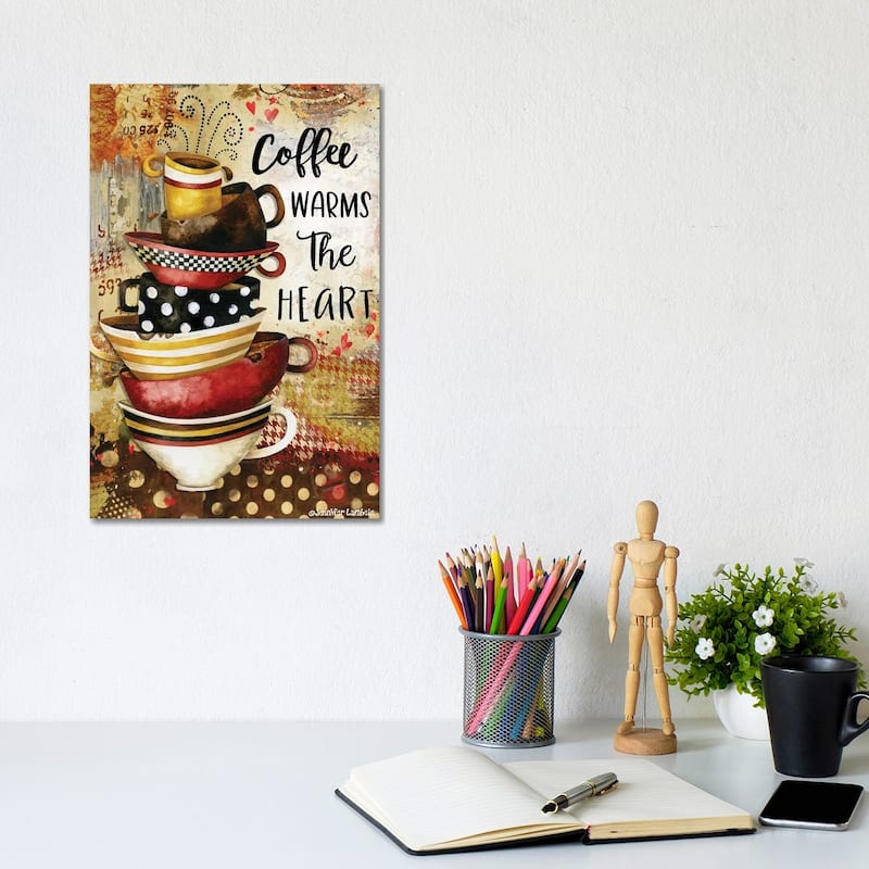 iCanvas "Coffee Warms The Heart" by Jennifer Lambein Canvas Print - 12x8x0.75